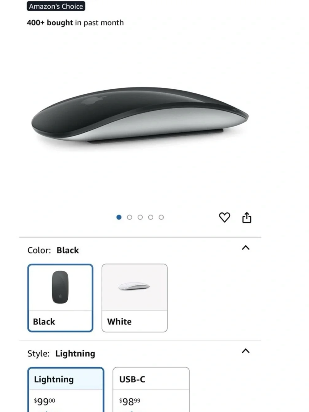 Apple Magic Mouse in Black and Silver